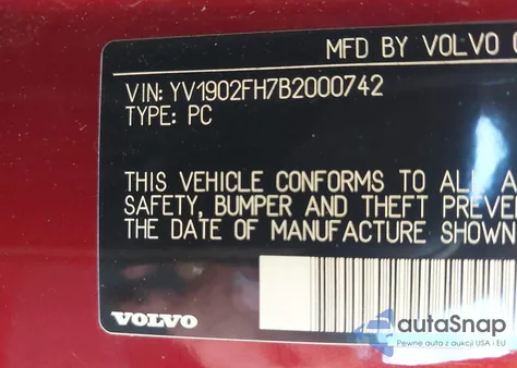 2011 Volvo S60 T6 z USA, uszkodzony, nr VIN YV1902FH7B2000742